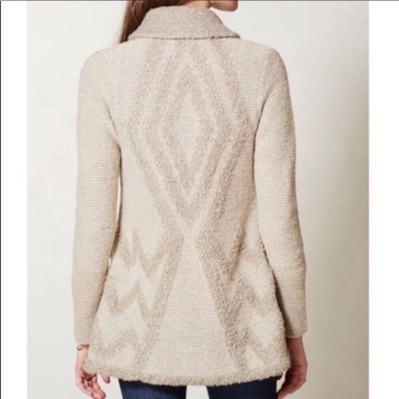 Anthropologie Angel Of The North Wool Blend Drape Tan/Cream Boho Cardigan Large - Picture 11 of 12